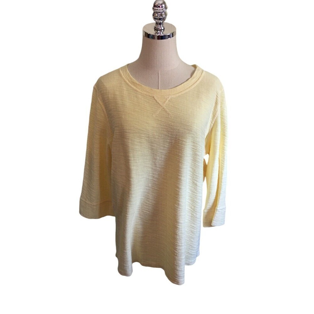 Hot Cotton LA Top Women's Size Large Yellow Long Sleeve Cotton Textured